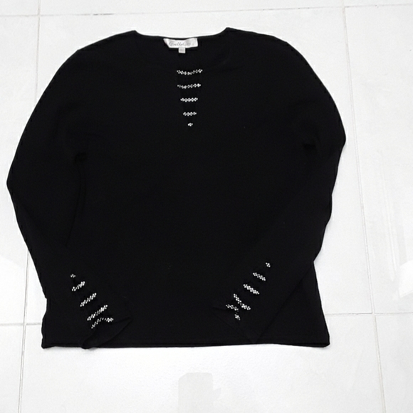 Black knit top with rhinestones - Picture 1 of 5